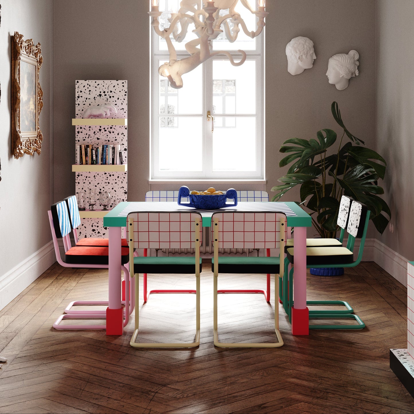 SUPERSQUARE TABLE BLUE STRIPES