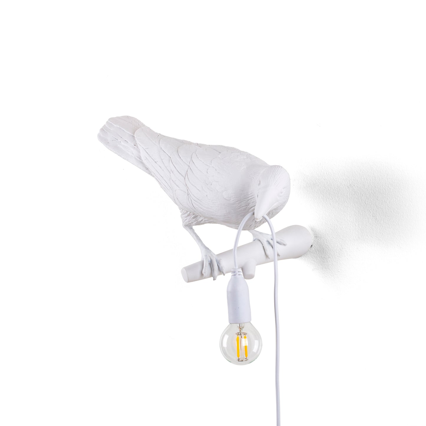 Bird Lamp White Looking Right OUTDOOR