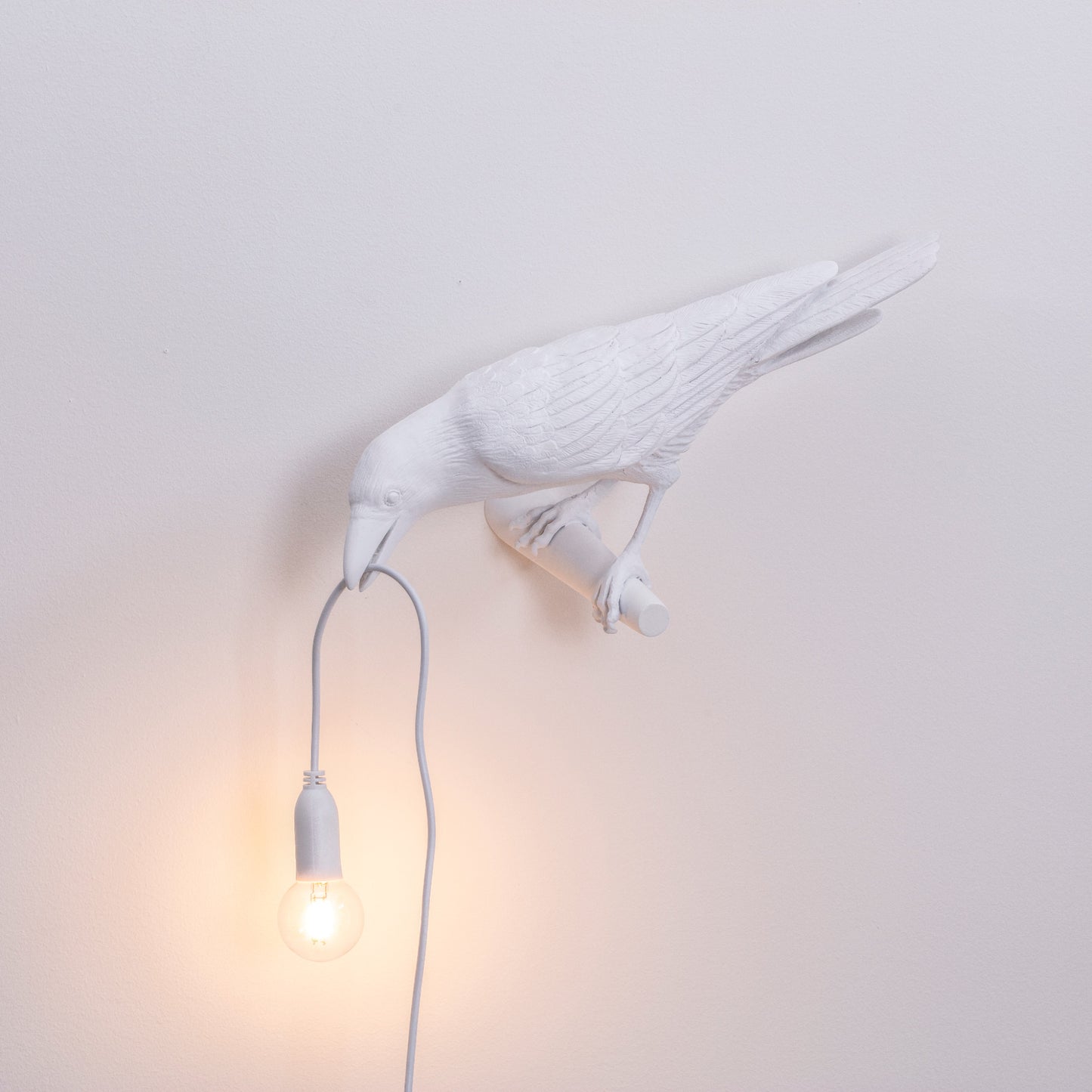 Bird Lamp White Looking Left