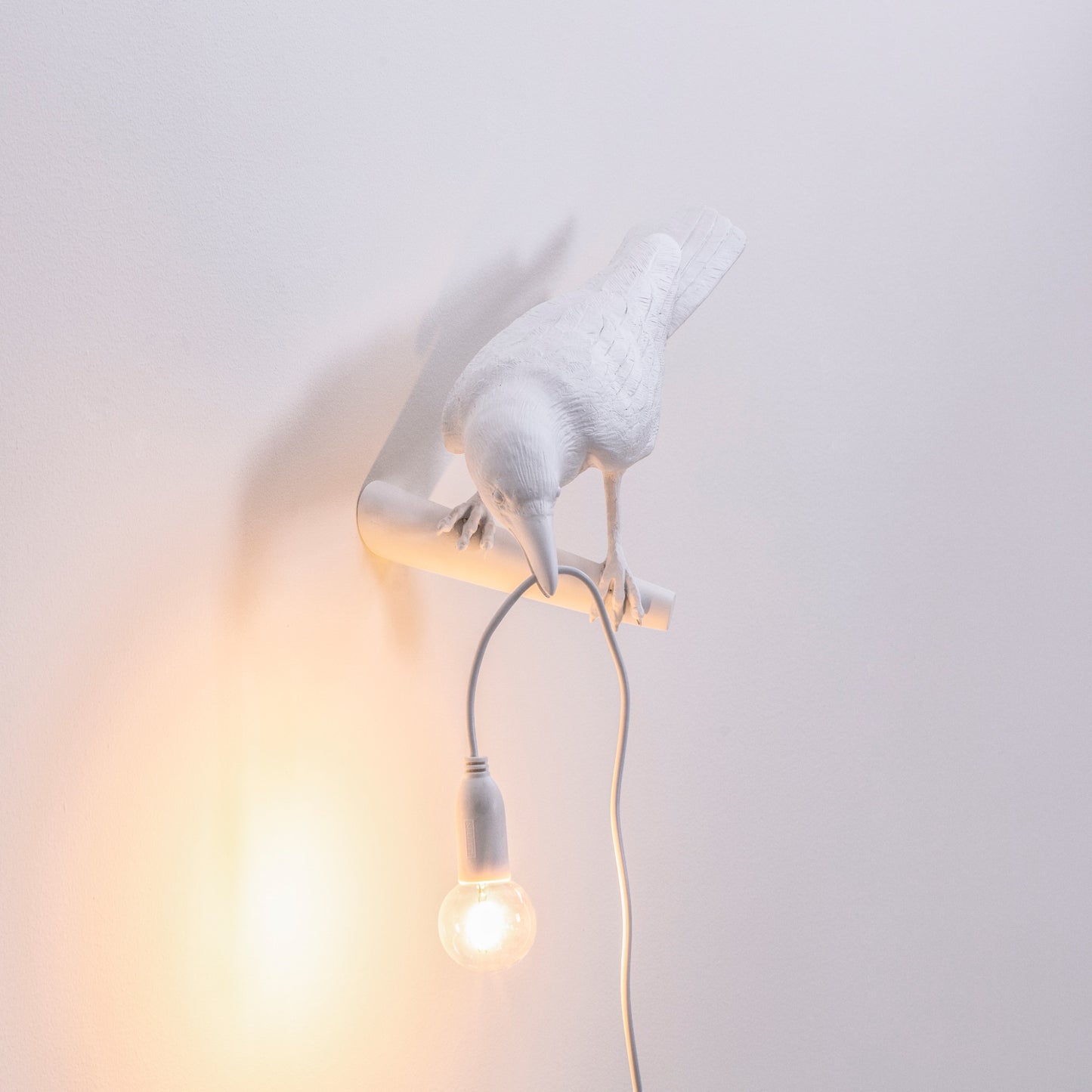 Bird Lamp White Looking Left