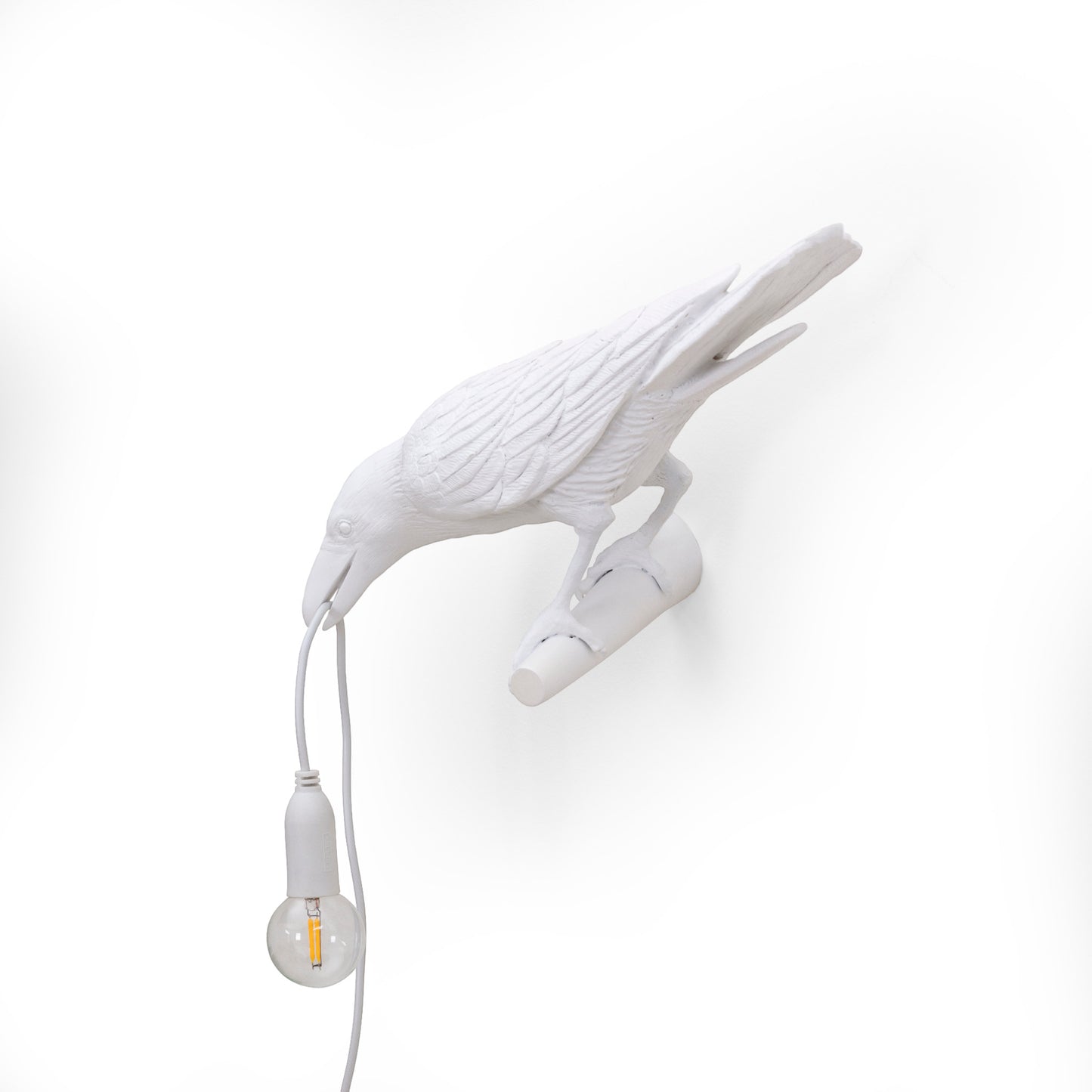 Bird Lamp White Looking Left