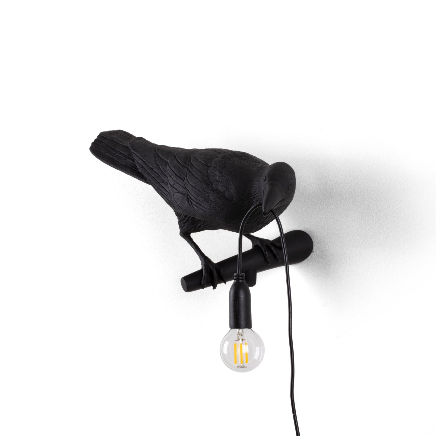 Bird Lamp Black Looking Right OUTDOOR