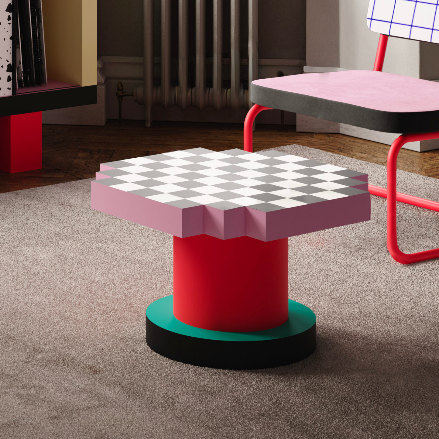 SUPERCOFFEE TABLE BLUE GRID