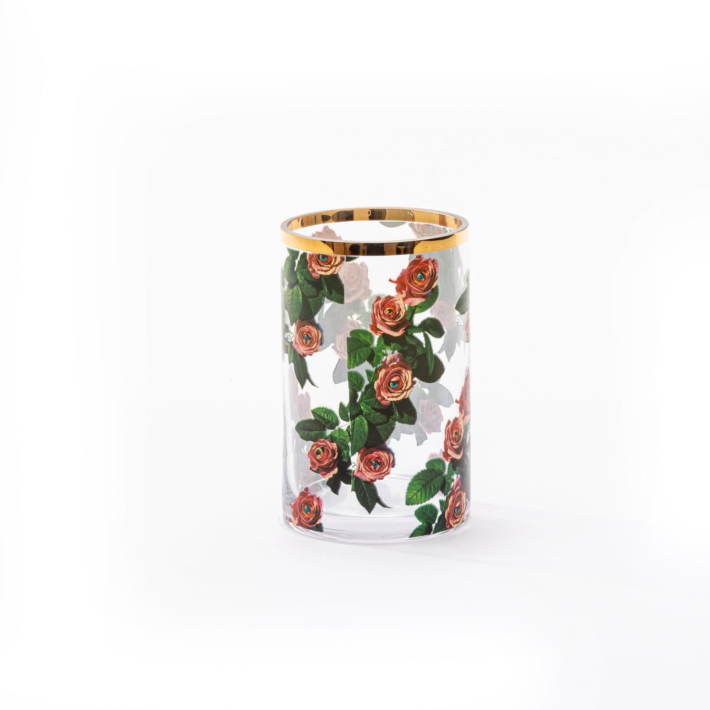 Glass Vase Roses Cylindrical small