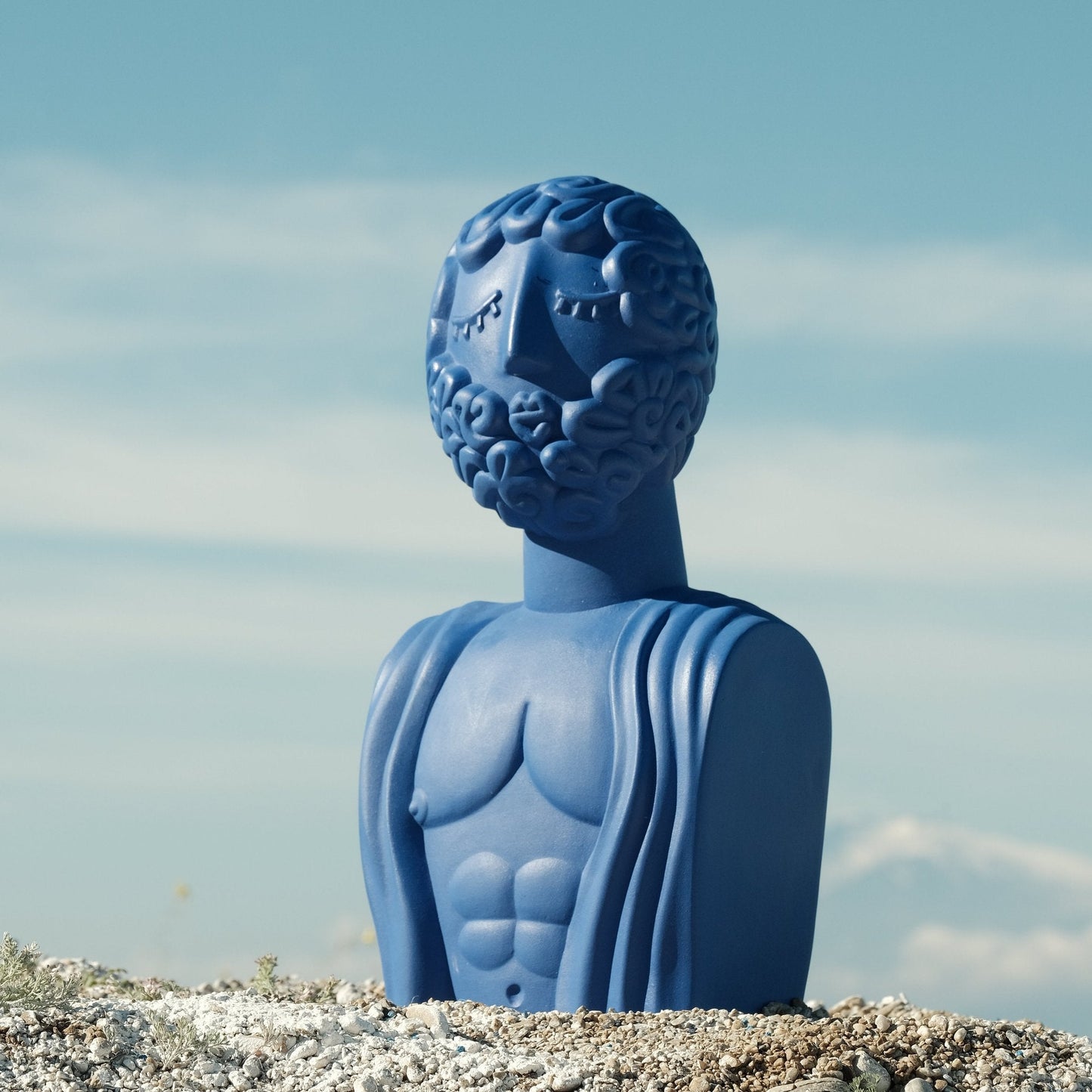 Terracotta Bust Man Blue