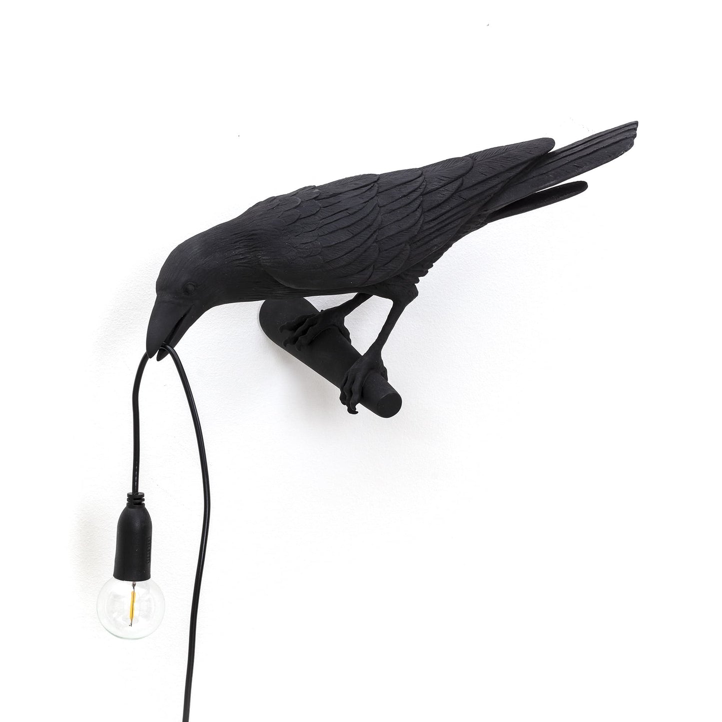 Bird Lamp Black Looking Left OUTDOOR